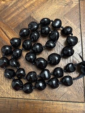 Black Beaded Statement Necklace - Women Jewelry 35”L